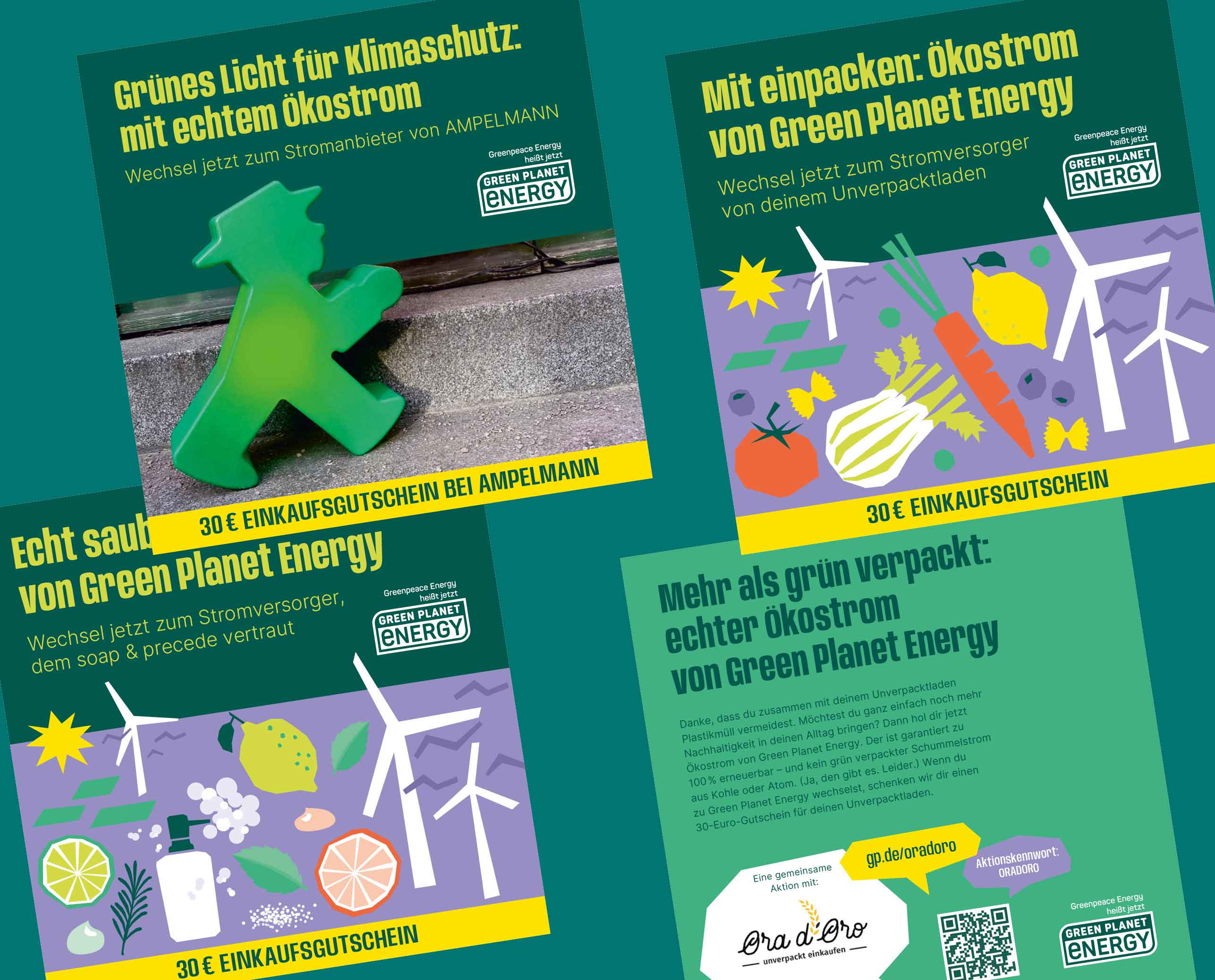 Green Planet Energy verschiedene Designs